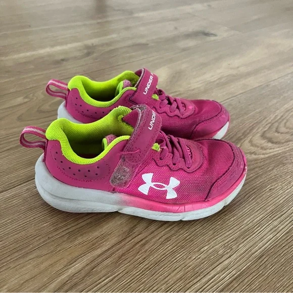 Under Armour Assert 10 AC Running Shoes Toddler Girls Size 11K Pink Lime - Picture 4 of 11